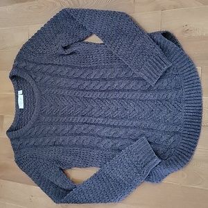 RD Style Long Sleeve‎ Chunky Loose Knit Gray Sweater Round Hem Small